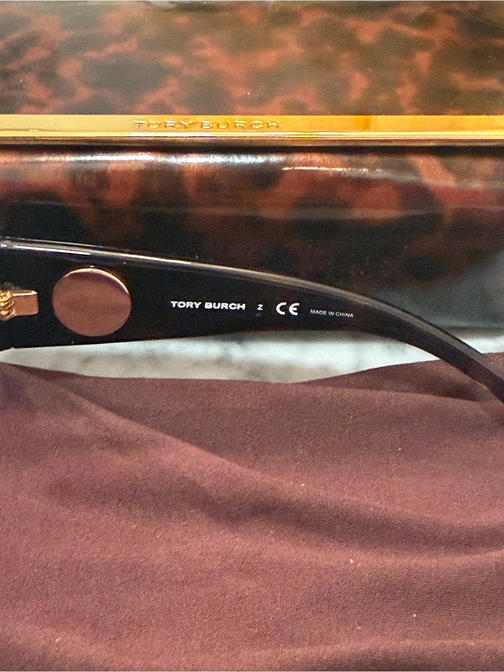 Tory Burch Tortoiseshell Frame Sunglasses with Gold Trim - Picture 5 of 9